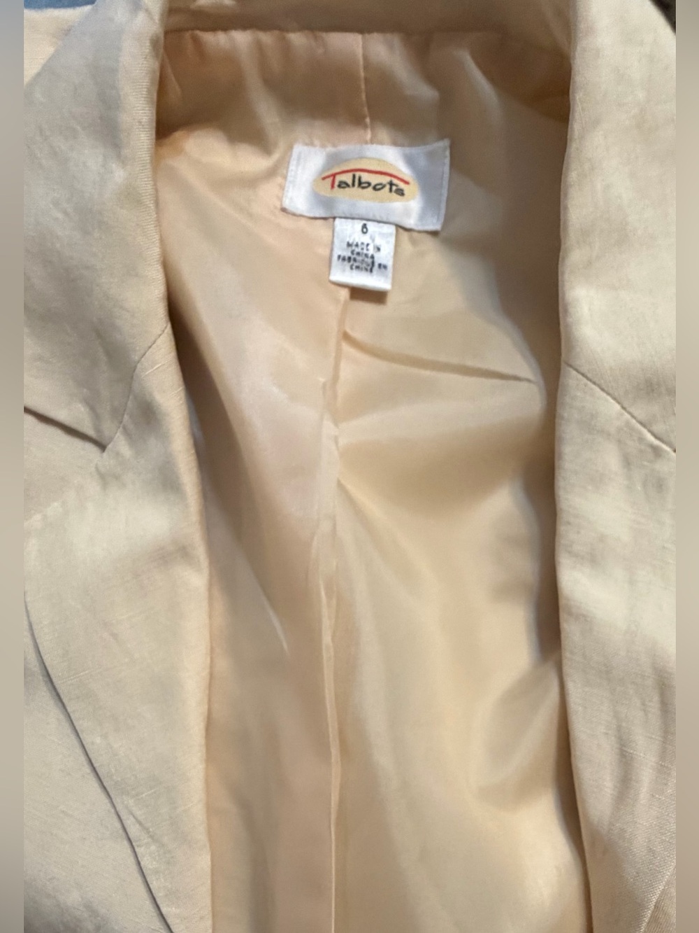 Talbots Cream Silk/Linen Notch-Collar Button Front Blazer size 6 - Picture 7 of 7